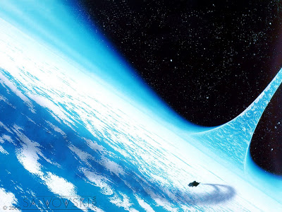 Large ring structures that spin in space.
